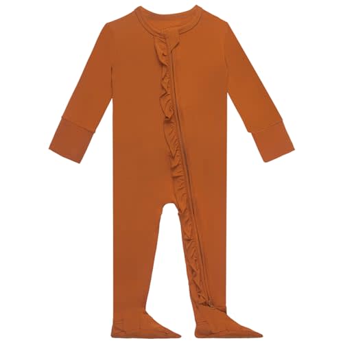 GUISBY Baby Footies Ruffle Pajamas, Soft Long Sleeve with 2 Way Zipper Sleepers