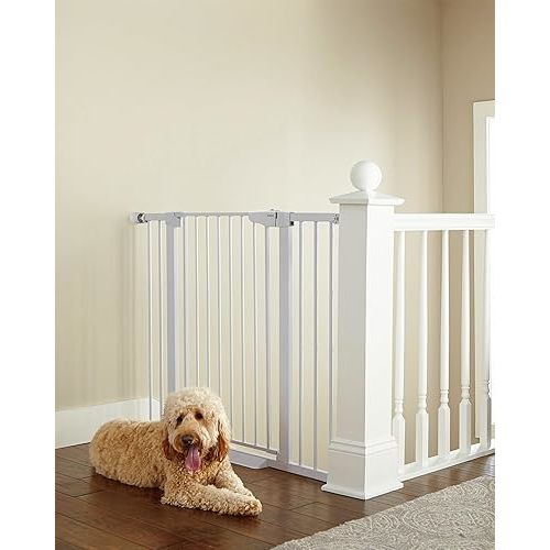 Cumbor 36" Extra Tall Baby Gate for Kids, Wide 2-Way Door, 29.7"- 46" Width, and Auto Close Personal Safety for Babies and Pets, Fits Doorways, Stairs, and Entryways, White