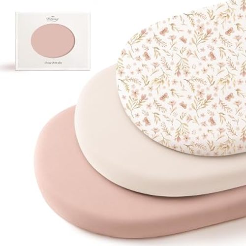 Konssy 3 Pack Stretchy Bassinet Sheets for Baby Girls and Boys, 32"x16"