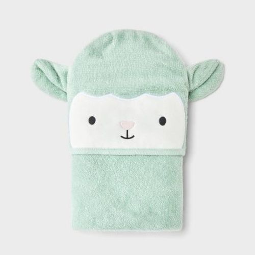 Baby hooded Bath Towel - Cloud Island™ white/Green lamb
