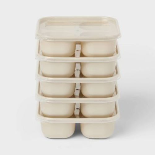 10pc (Set of 5) Plastic Divided Snack Food Storage Container Set Oatmeal - Room Essentials™