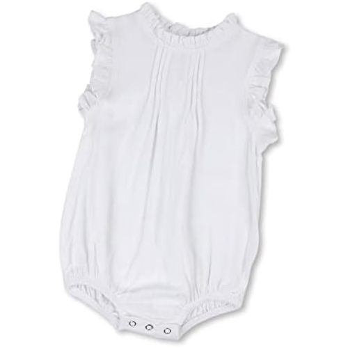 HOOLCHEAN Baby Girls Cotton Linen Plain Ruffles Sleeveless Bodysuits