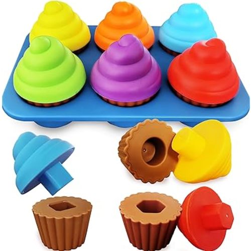 Cupcake Toy Toddler Toy Learning Colors and Shape-Shape Sorting Toys for Toddlers-Geometry Manipulatives Toddler Sensory Toys for kids 1-3 - child Montessori Toys for 18 month old girls boys