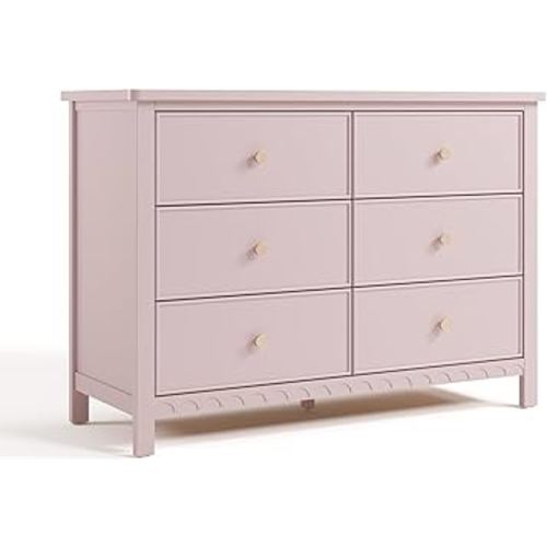 Graco Sasha 6 Drawer Dresser (Blush) – GREENGUARD Gold Certified, Wood Storage for Nursery or Kids’ Room, Safe Interlocking Drawer System & Easy Assembly with Pre-Installed Tracks
