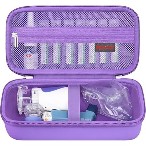 Elonbo Carrying Case for Portable Handheld Inhaler Nebulizer Machine for Adults and Kids, Asthma Inhaler Travel Case, Handheld Mesh Atomizer Machine Holder, Inhaler Spacer Bag, Purple