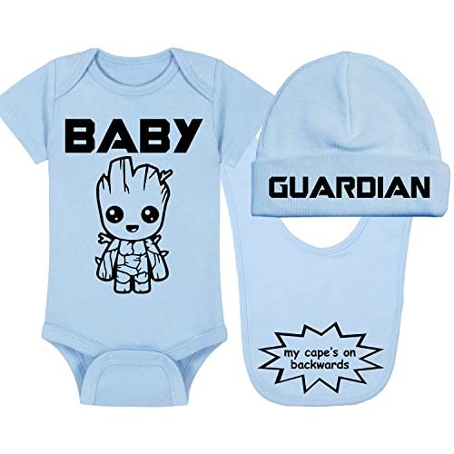 Baby Groot - Superhero Baby Onesie - Hat - Blanket - Bib Package Combinations
