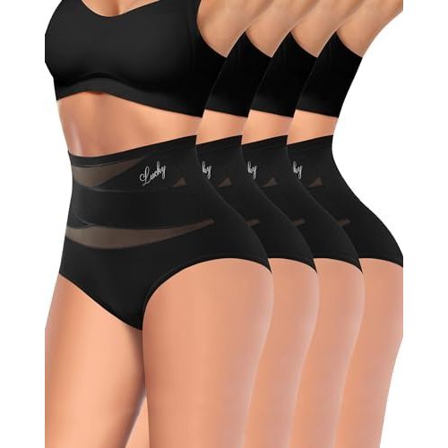 Women's High Waisted Underwear Postpartum Stretch Full Coverage Breathable Briefs 4 Packs Panties