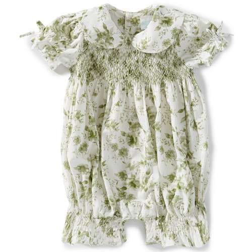 Edgehill Collection x Megan Karp Baby Girls Kennedy Floral Peter Pan Collar Bow Detail Romper