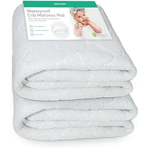 Newton Baby Waterproof Crib Mattress Pad, Breathable - 2 Pack | Crib Mattress Protector, Waterproof, Breathable, Quilted Comfort Layer, Universal Fitted Skirt, Machine Washable, 2 Pack