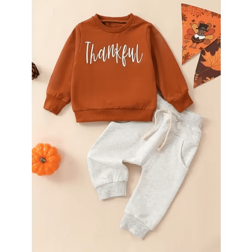2pcs babys little turkey print sweatshirt casual pants - Temu