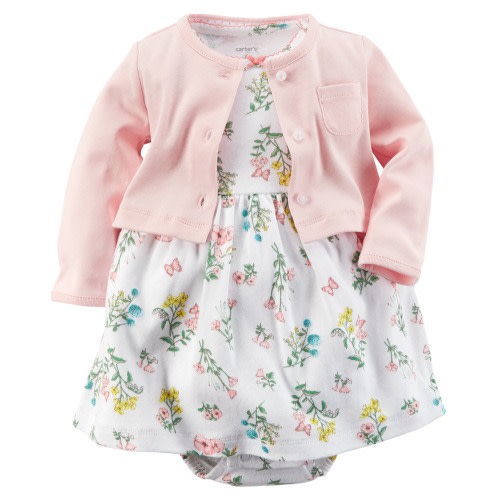 Baby Girl 2-Piece Bodysuit Dress & Cardigan Set | Carters.com
