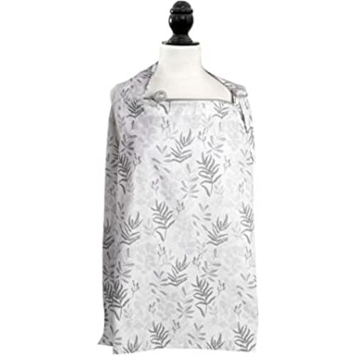 Boppy Nursing Cover for Breastfeeding, Gray Ferns, Apron Style with Storage Pocket, Rigid Neckline to See Baby While Feeding, and Breastfeeding or Pumping