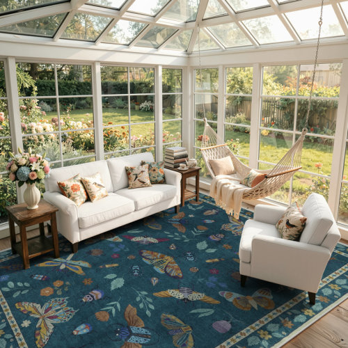 Charlton Home® Goldene Animal & Insect Machine Washable Area Rugs with Non-Slip Backing for Living Room, Dining Room, Bedroom & Reviews | Wayfair