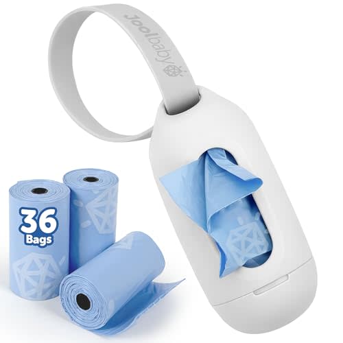 Jool Baby Disposable Diaper Bag Dispenser (Gray) + 3 Refill Rolls (Lavender-Scented) - Attaches to Stroller or Diaper Bag for On-the-Go Convenience