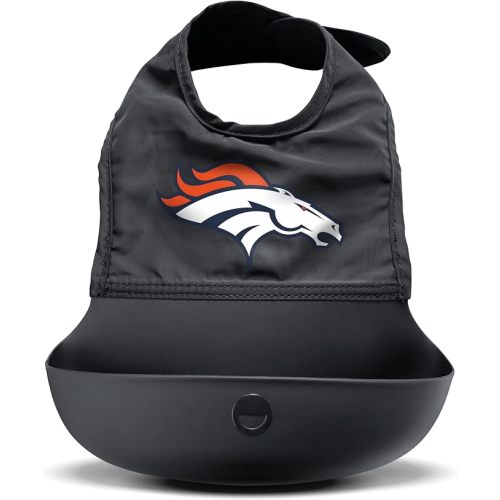 Smilo Silicone Bib - Officially Licensed NFL Fabric & Silicone Baby Bib with Crumb Catcher for Babies and Toddlers