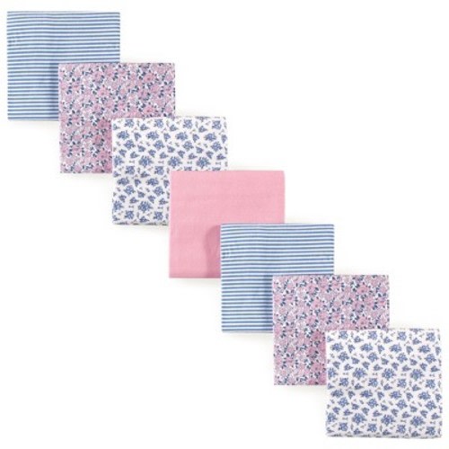 Hudson Baby Infant Girl Cotton Poly Flannel Receiving Blankets Bundle Set, Classic Floral, One Size