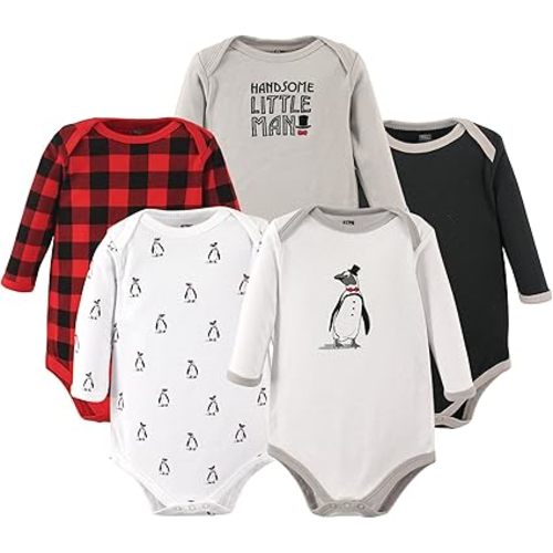 Hudson Baby baby-boys Cotton Long-sleeve Bodysuits 5-pack