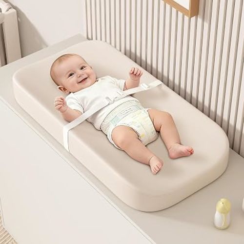 Waterproof Leather Baby Diaper Changing Pad for Dresser and Table, White