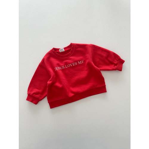 [At Noon Original Design] Kids JESUS LOVES ME Sweatshirt (6m-7y) - Red