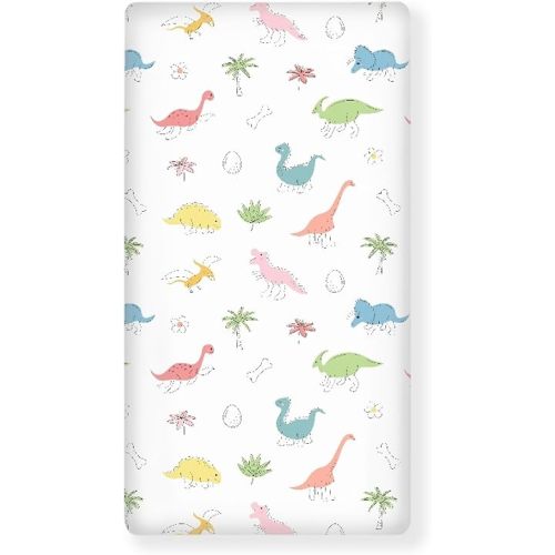 Colorful Dinosaurs Group Fitted Crib Sheet Dinosaur Baby Crib Sheet Fit Standard Crib and Toddler Mattress,Crib Mattress Sheets for Boys Girls 28"x52"
