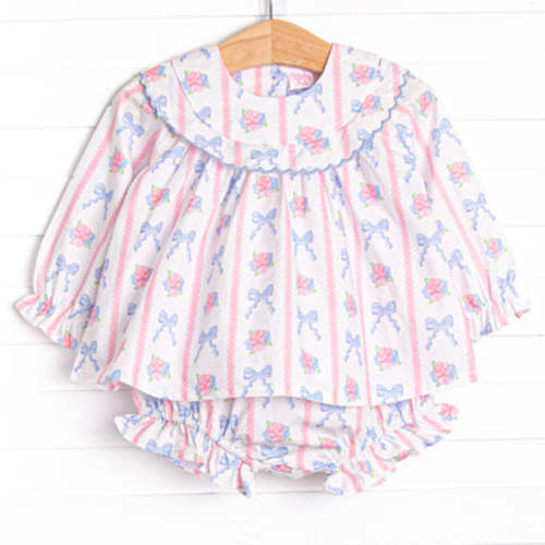 Rose of Bows Diaper Set, Blue – Stitchy Fish