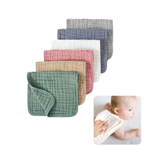 QZS 19.7x9.8In Cotton Burping Clothes,6-Layer Ultra Absorbent Clothes for Boys & Girls,6Pack Reusable Muslin Burp Cloths(Multi Colors)