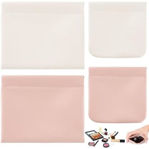 4Pcs Small Makeup Bag, Travel Storage Pouch for Women, Press Buckle Cosmetic Organizer for Lipstick, Jewelry and Purse