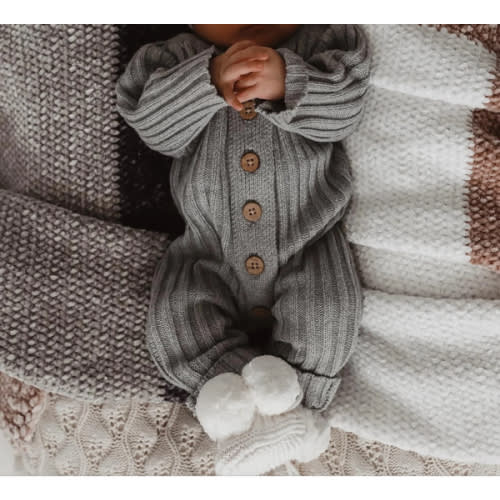 Little B's Chunky Rib Baby Jumpsuit - Heather Gray