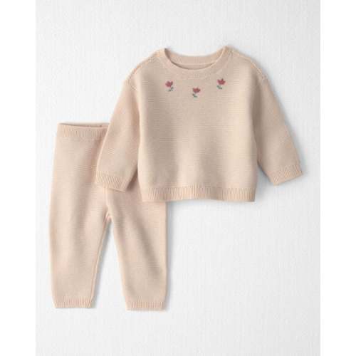 Baby Girl 2-Piece Organic Cotton Sweater Knit Top & Pant Set - Little Planet | Carter's