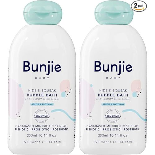 Bunjie - Hide and Squeak Bubble Bath - Prebiotic and Probiotic Baby Skincare, 300ml (Pack of 2)