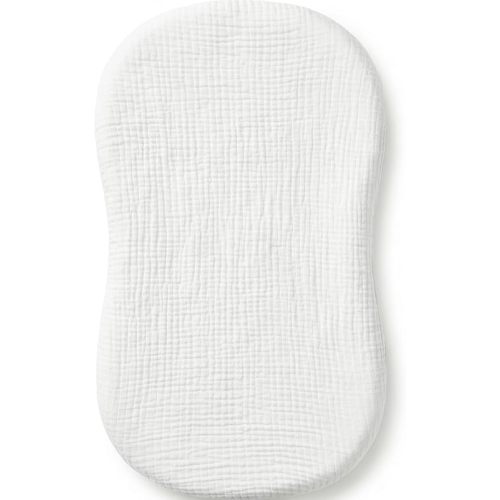 Muslin Bassinet Sheet Compatible with Halo BassiNest Swivel Sleeper - 100% Cotton Hourglass & Peanut Shape Mattress Pad Cover (30"x18"), Breathable & Soft, Boho (1 Pack White)