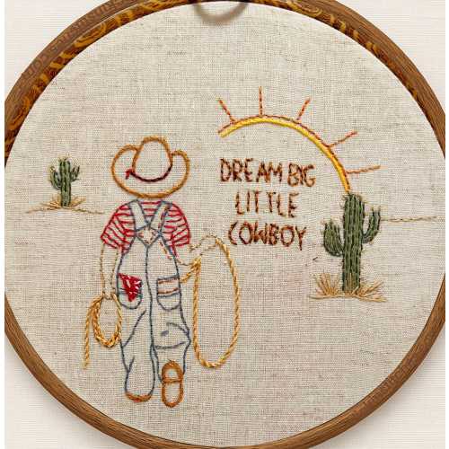 Cowboy Themed Embroidery Kit for Beginners - Cute Western Decor for Baby Nursery or Child's Room. Cowboy. Easy hand embroidery kit