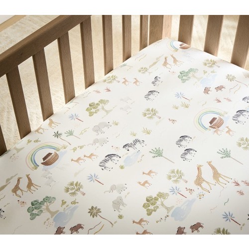 Noah's Ark Organic Crib Fitted Sheet