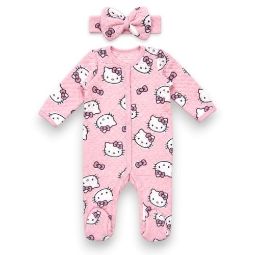 Hello Kitty Baby Girls' 2-Piece Footed Coverall With Bow Headband, Pink, Newborn