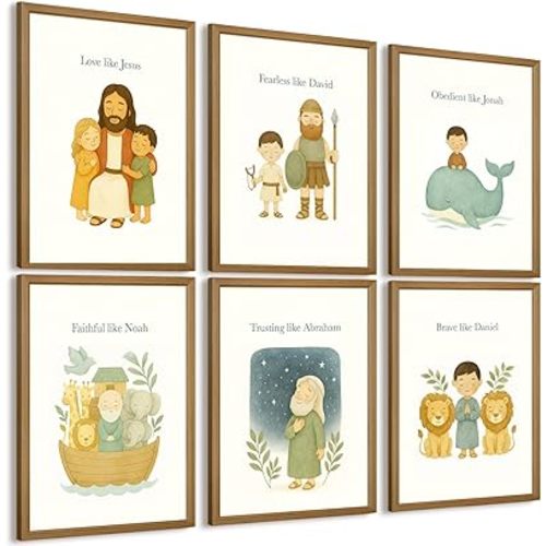 Christian Wall Art Decor Bible Verse Canvas Poster Kids Room Wall Decor Children Nursery Prints Jesus Scripture Pictures Inspirational Quotes Painting Artwork for Classroom Bedroom 12x16x6 Inch Framed