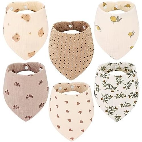 Accmor Muslin Baby Drool Bibs 6 Pack Baby Bandana Drool Bibs Soft Cotton Baby Bandana Bibs for Teething Drooling