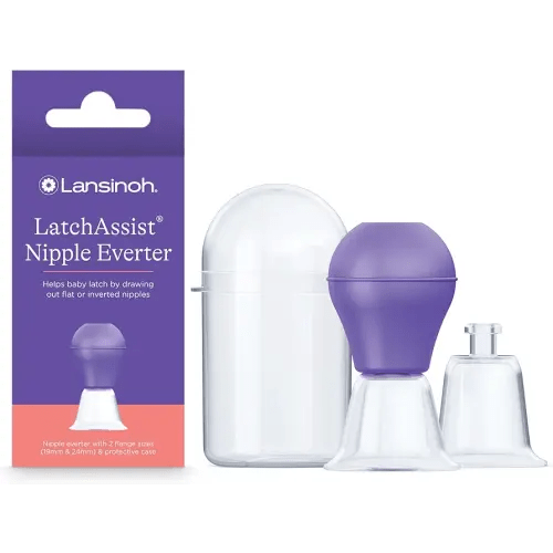 Lansinoh LatchAssist Nipple Everter for Breastfeeding with 2 Flange Sizes (19mm & 24mm) and Protective Case