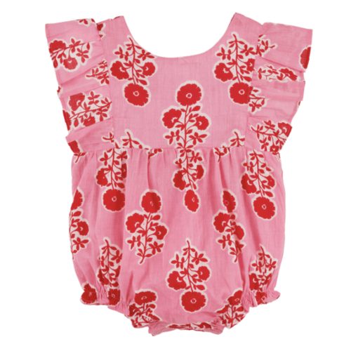 Pink Ruffle Block Print Baby Bubble