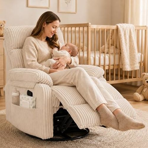 Anwick Soft Beige Rocking Chair Nursery Recliners