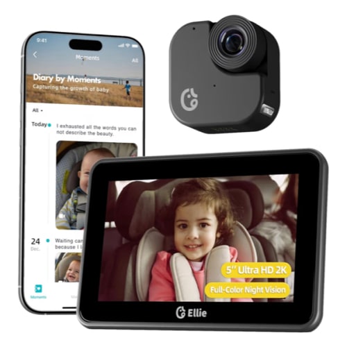 Ellie Baby Car Monitor, 5-Inch 1080P LCD Monitor, Baby Car Monitor Camera