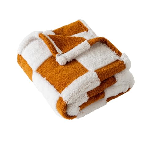Yagle Mate Fleece Baby Blanket for Boys 3D Checkerboard Design, Warm Cozy and Fluffy Infant Newborn Toddler Small Receiving Blankets for Crib Stroller, 30x40 Inches, Brown