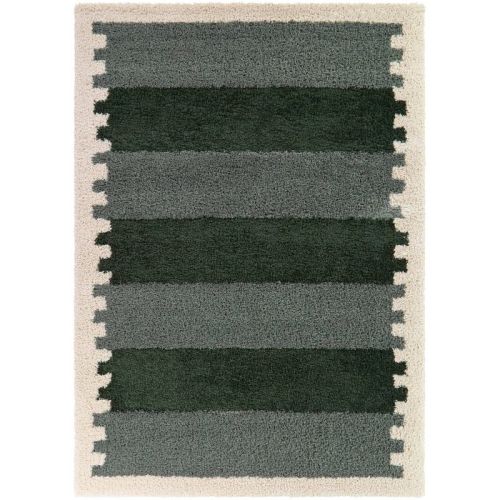 Balta Rugs 7'10"x10' Cabana Stripe Border Kids' Rug Green: Fade & Stain-Resistant, High Pile, OEKO-TEX Certified