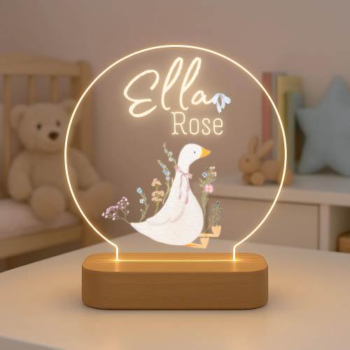 Personalized Goose Baby Lamp: Custom Engraved LED Nursery Night Light