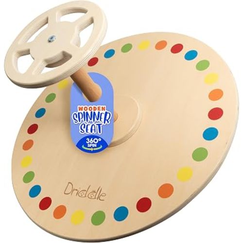 Wooden Spinner Seat - Sit and Spin - Bigger Size - Classic Spinning Activity Toy for Toddlers & Kids All Ages (Patent Pending)