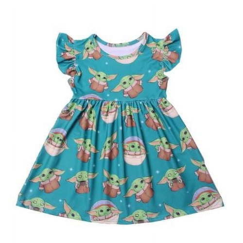 12-18m Disney yoda Dress Girls Cartoon Print Baby Children Kids Dresses Cute Birthday Party Princess Clothing for Baby Girls 12-18 Months