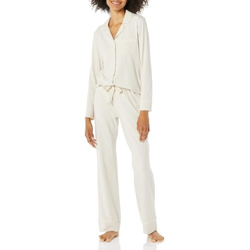 Amazon Essentials Women's Cotton Modal Long-Sleeve Shirt and Full-Length Bottom Pajama Set