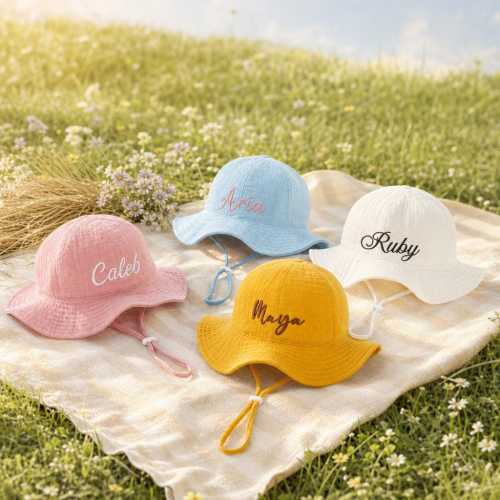 Personalized Baby Sun Hat,Custom Embroidered Infant Bucket Hat,Baby Name Summer Hat,Newborn Gift, Baby Shower Gift,First Birthday Gift