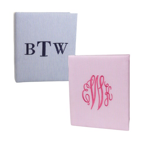 Personalized Seersucker Baby Memory Book: Embroidered Keepsake