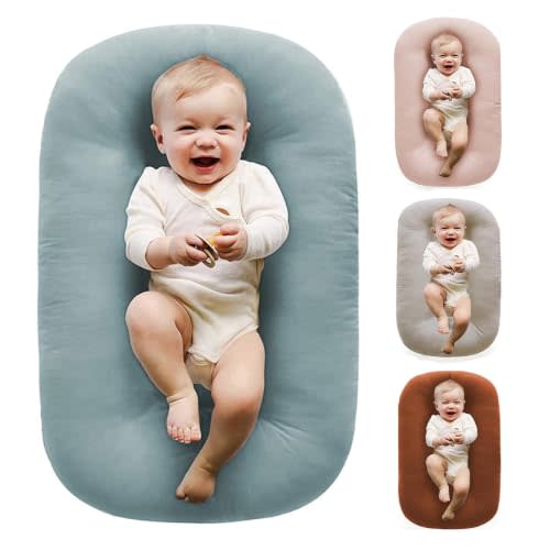 Baby Lounger 0-24 Months 100% Cotton Soft & Breathable(Blue) | Breathable Cotton Fabric,Snuggle Cozy me,Baby play mat,Infant Floor Seat & Loungers,Infant Babies Essentials Gifts