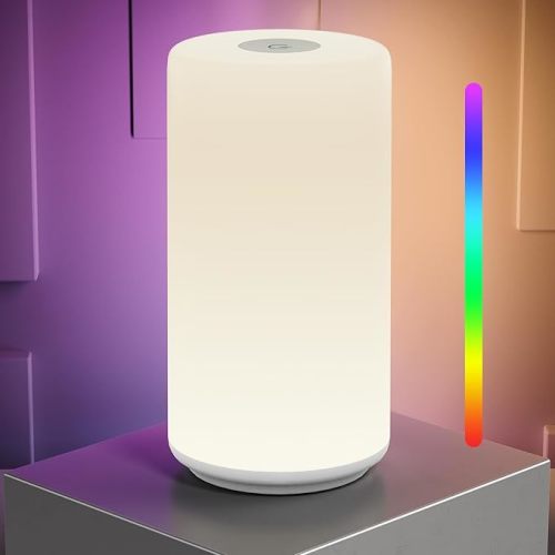 Touch Bedside Table LED Lamp, [Sleek Design & RGB Mode] Multi-Color Dimmable with Warm White Lights, Birthday Gifts for Women Mom, Smart Nightstand Small Lamp for Bedroom Living Room Home Decor